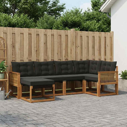 Utomhussoffset med kudde 6 pcs Naturlig och svart