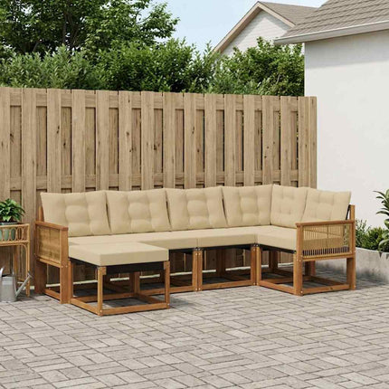 Utomhussoffset med kudde 6 pcs Naturlig och Beige