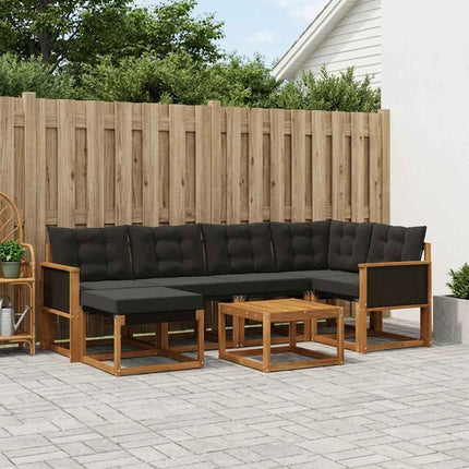 Utomhussoffset med kudde 7 pcs Naturlig och svart