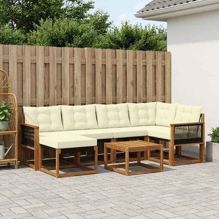 Utomhussoffset med kudde 7 pcs Naturlig och Grädde
