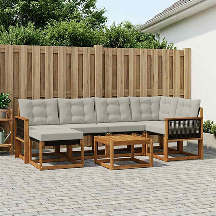 Utomhussoffset med kudde 7 pcs Naturlig och ljusgrå