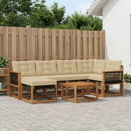 Utomhussoffset med kudde 7 pcs Naturlig och Beige