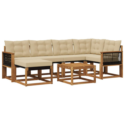 Utomhussoffset med kudde 7 pcs Naturlig och Beige