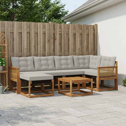 Utomhussoffset med kudde 7 pcs Naturlig och ljusgrå