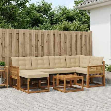 Utomhussoffset med kudde 7 pcs Naturlig och Beige