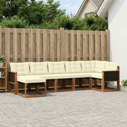 Utomhussoffset med kudde 7 pcs Naturlig och Grädde