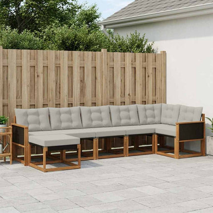 Utomhussoffset med kudde 7 pcs Naturlig och ljusgrå