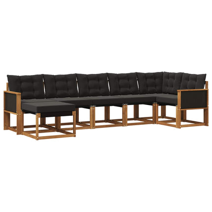 Utomhussoffset med kudde 7 pcs Naturlig och svart
