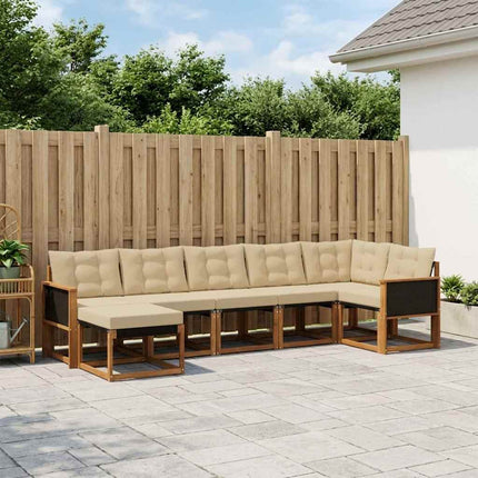 Utomhussoffset med kudde 7 pcs Naturlig och Beige