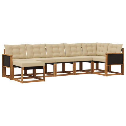 Utomhussoffset med kudde 7 pcs Naturlig och Beige