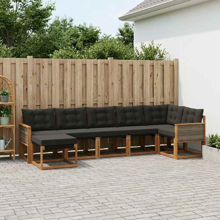 Utomhussoffset med kudde 7 pcs Naturlig och svart