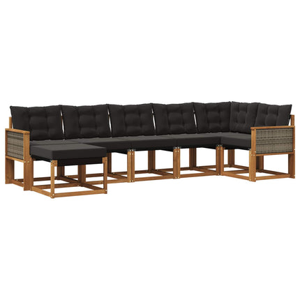Utomhussoffset med kudde 7 pcs Naturlig och svart