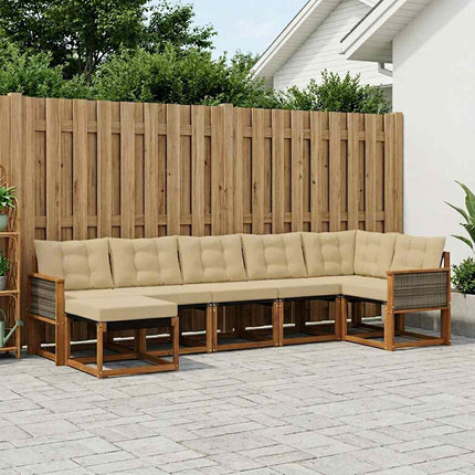 Utomhussoffset med kudde 7 pcs Naturlig och Beige