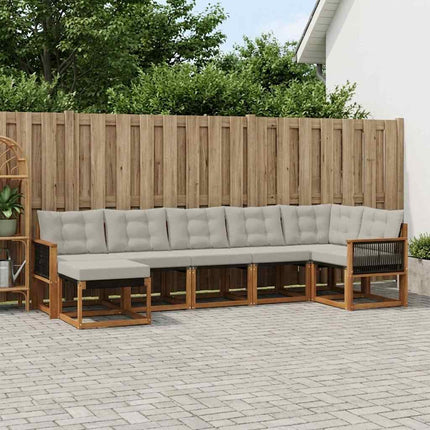 Utomhussoffset med kudde 7 pcs Naturlig och ljusgrå
