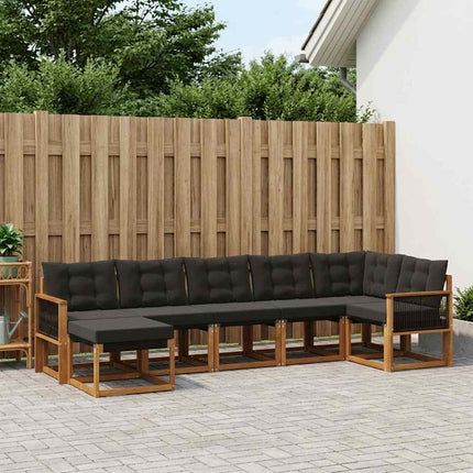 Utomhussoffset med kudde 7 pcs Naturlig och svart