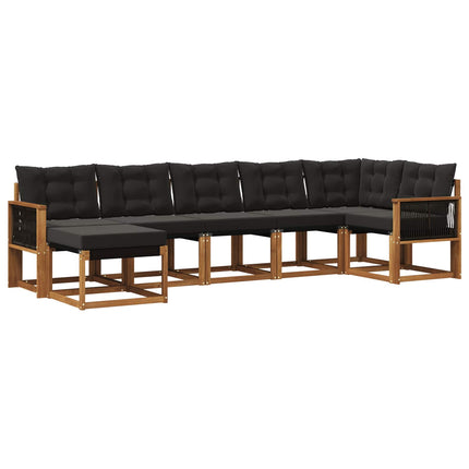 Utomhussoffset med kudde 7 pcs Naturlig och svart
