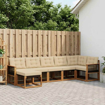 Utomhussoffset med kudde 7 pcs Naturlig och Beige