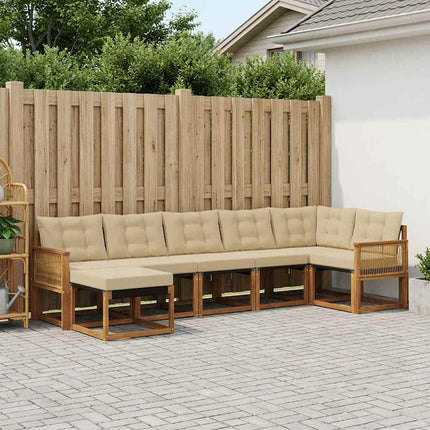 Utomhussoffset med kudde 7 pcs Naturlig och Beige