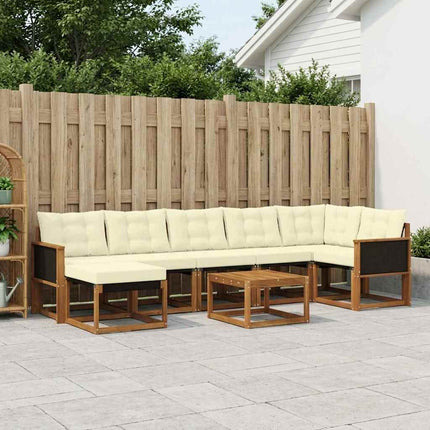 Utomhussoffset med kudde 8 pcs Naturlig och Grädde