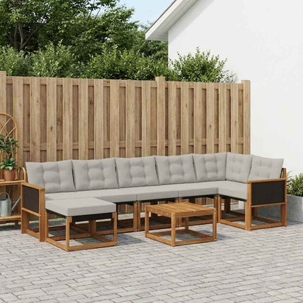 Utomhussoffset med kudde 8 pcs Naturlig och ljusgrå