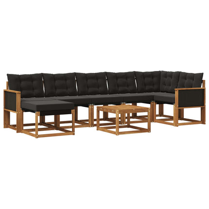 Utomhussoffset med kudde 8 pcs Naturlig och svart