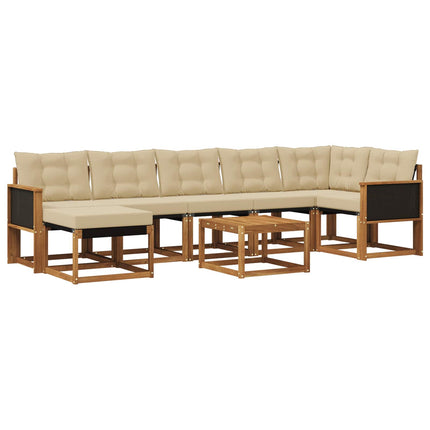 Utomhussoffset med kudde 8 pcs Naturlig och Beige