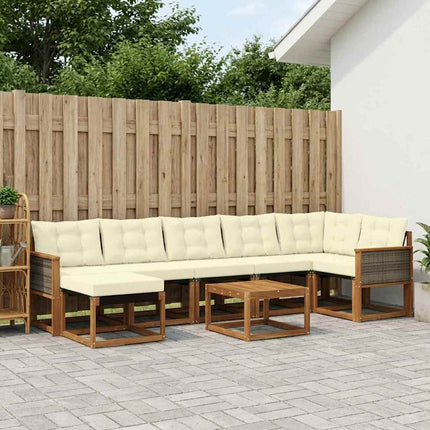 Utomhussoffset med kudde 8 pcs Naturlig och Grädde