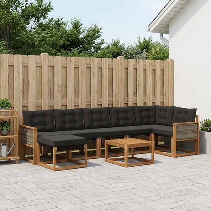 Utomhussoffset med kudde 8 pcs Naturlig och svart
