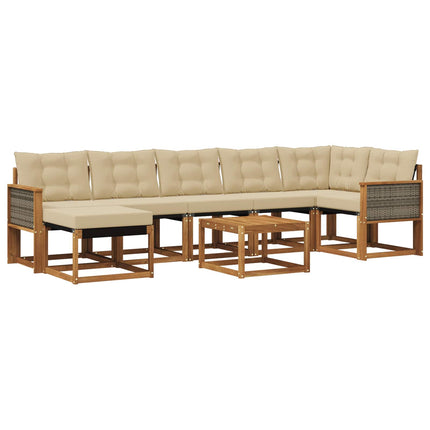 Utomhussoffset med kudde 8 pcs Naturlig och Beige