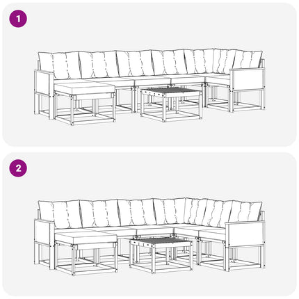 Utomhussoffset med kudde 8 pcs Naturlig och Grädde