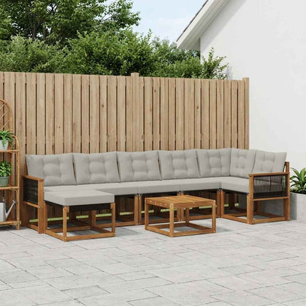 Utomhussoffset med kudde 8 pcs Naturlig och ljusgrå