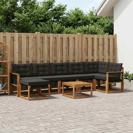Utomhussoffset med kudde 8 pcs Naturlig och svart