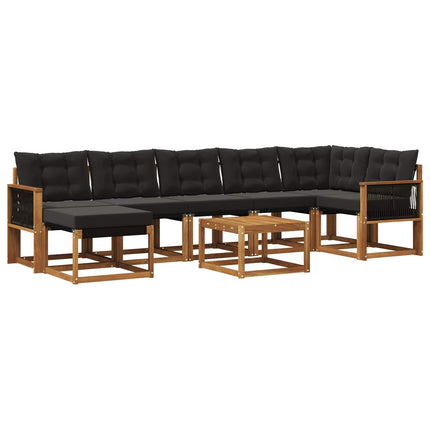 Utomhussoffset med kudde 8 pcs Naturlig och svart