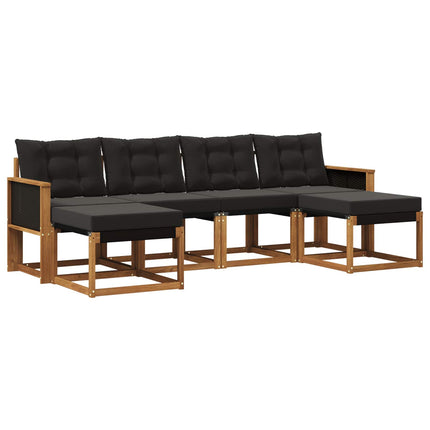 Utomhussoffset med kudde 6 pcs Naturlig och svart
