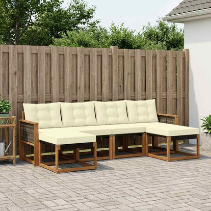 Utomhussoffset med kudde 6 pcs Naturlig och Grädde