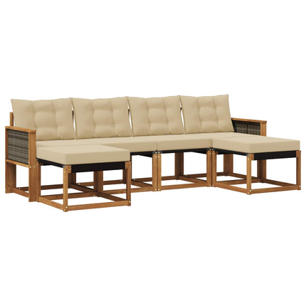 Utomhussoffset med kudde 6 pcs Naturlig och Beige