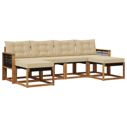 Utomhussoffset med kudde 6 pcs Naturlig och Beige