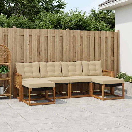 Utomhussoffset med kudde 6 pcs Naturlig och Beige