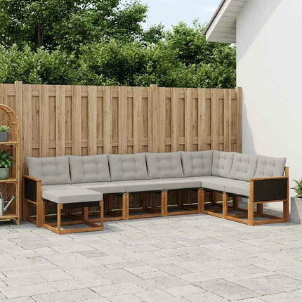 Utomhussoffset med kudde 8 pcs Naturlig och Ljusgrå