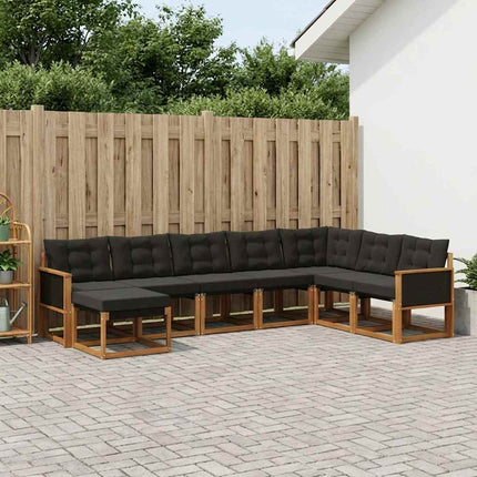 Utomhussoffset med kudde 8 pcs Naturlig och svart