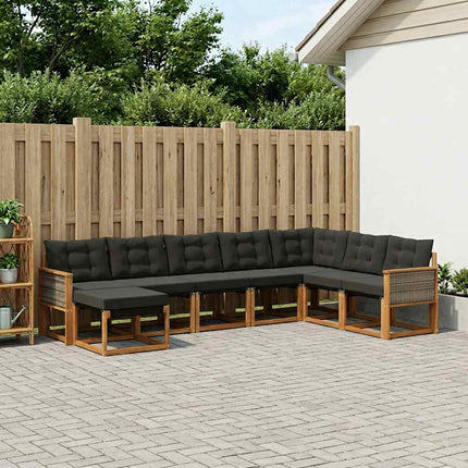 Utomhussoffset med kudde 8 pcs Naturlig och svart
