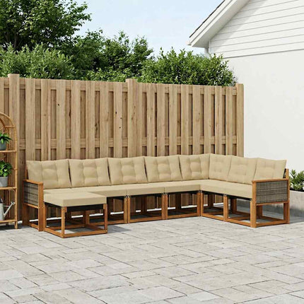 Utomhussoffset med kudde 8 pcs Naturlig och Beige