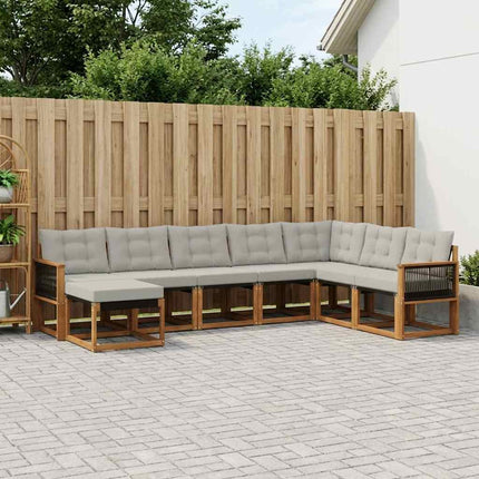 Utomhussoffset med kudde 8 pcs Naturlig och Ljusgrå