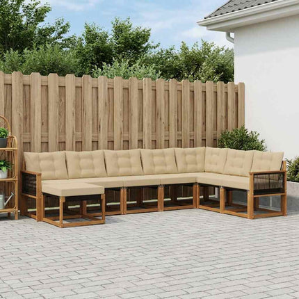 Utomhussoffset med kudde 8 pcs Naturlig och Beige