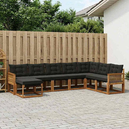 Utomhussoffset 8 pcs Naturlig och svart