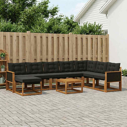 Utomhussoffset med kudde 9 pcs Naturlig och svart