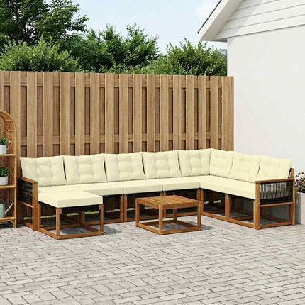 Utomhussoffset med kudde 9 pcs Naturlig och Grädde