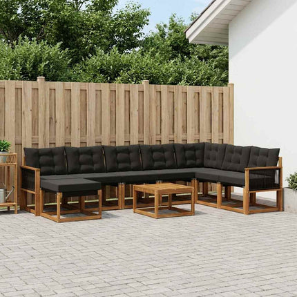 Utomhussoffset med kudde 9 pcs Naturlig och svart