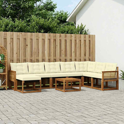Utomhussoffset 9 pcs Naturlig och Grädde