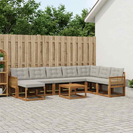 Utomhussoffset 9 pcs Naturlig och ljusgrå